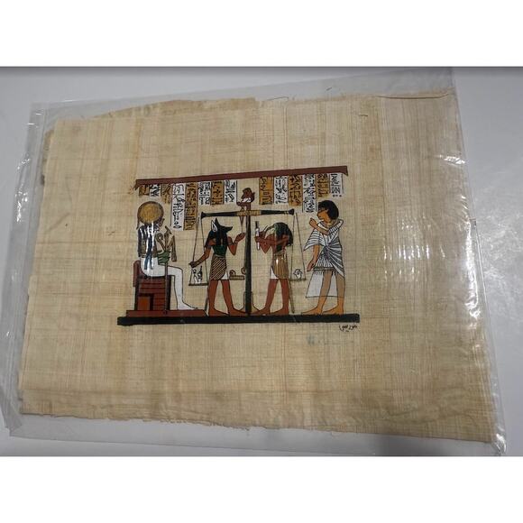 New Set of 2 Gold Painting Egyptian Papayas Grass Ready to Frame 9 x7 - Picture 1 of 2
